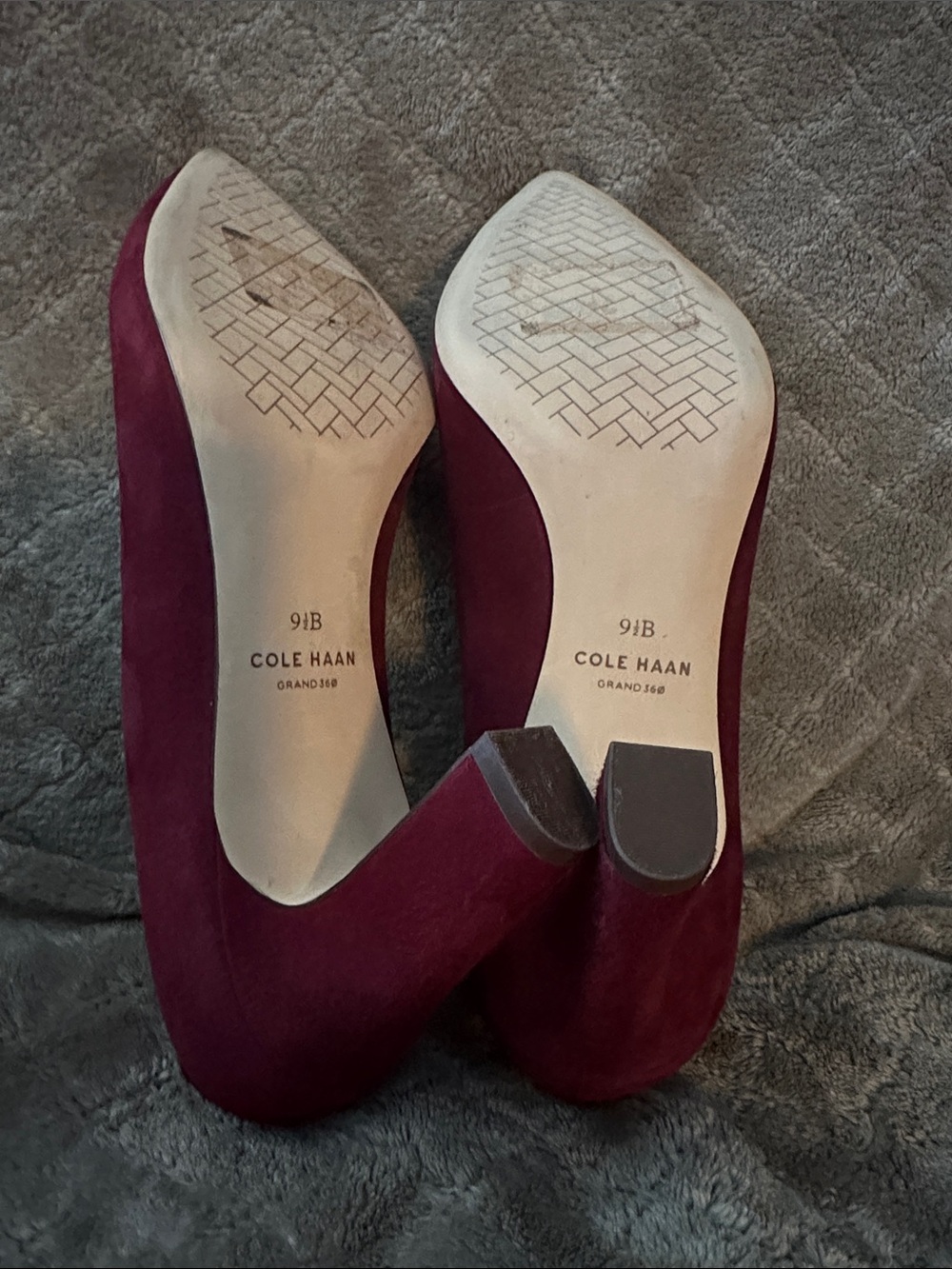 Cole Haan Burgundy Suede Pointed Toe Pumps - Picture 6 of 7